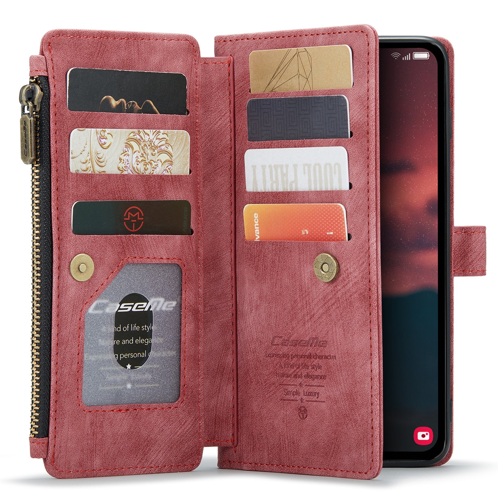 CASEME C30 Series for Samsung Galaxy A54 5G PU Leather Phone Case Stand Card Holder Zipper Pocket Anti-scratch Protective Phone Cover CASEME C30 Series for Samsung Galaxy A54 5G PU Leather Phone Case Stand Card Holder Zipper Pocket Anti-scratch Protective Phone Cover